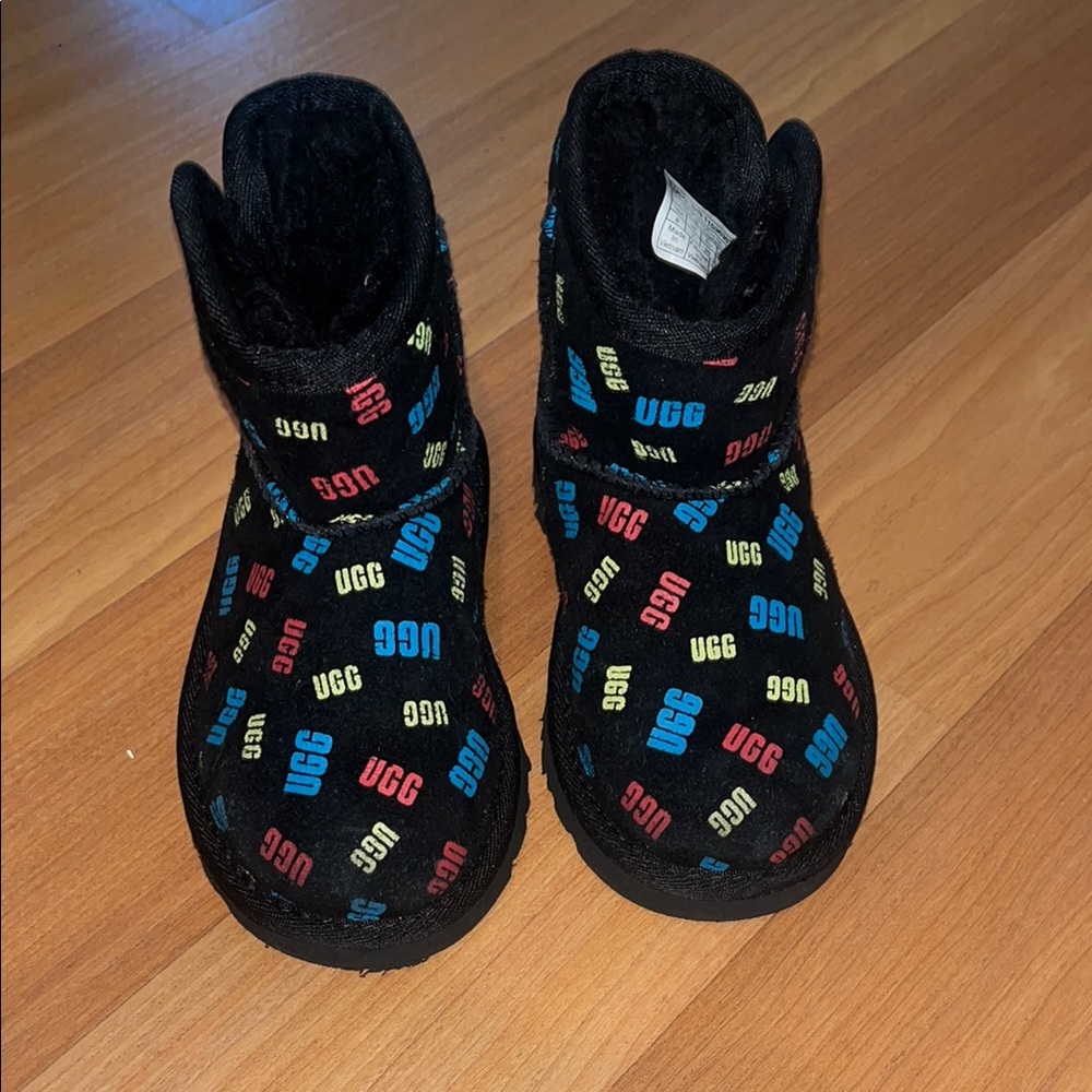 UGG Black Boots with Colorful Logo
